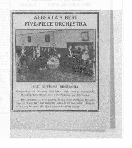 Alberta's Five Piece Orchestra-Alf Dutton's Orchestra, 1927