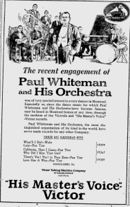 -victor records mention paul whiteman in montreal june 2,1924 montreal gazette